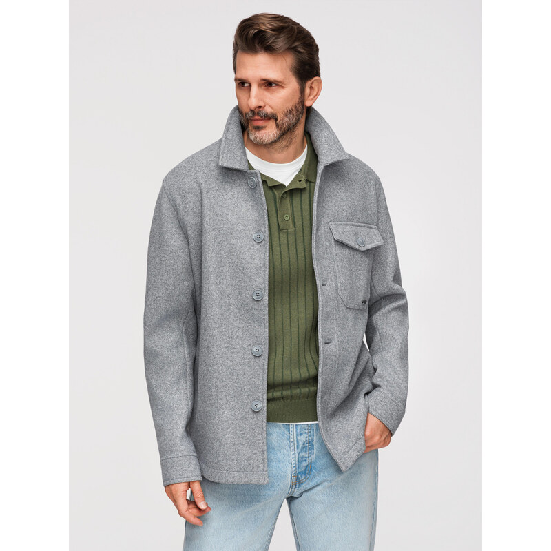 Ombre Mens lightweight fleece jacket with viscose - gray 57918658