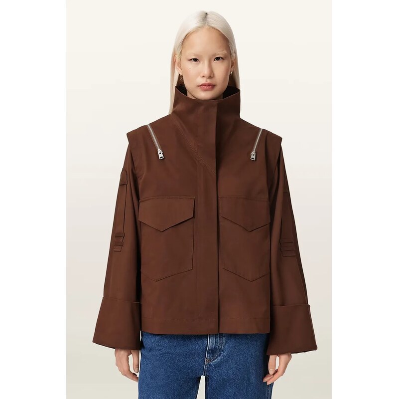 AllSaints bunda dámska s bavlnou LEIGHTON 68684506