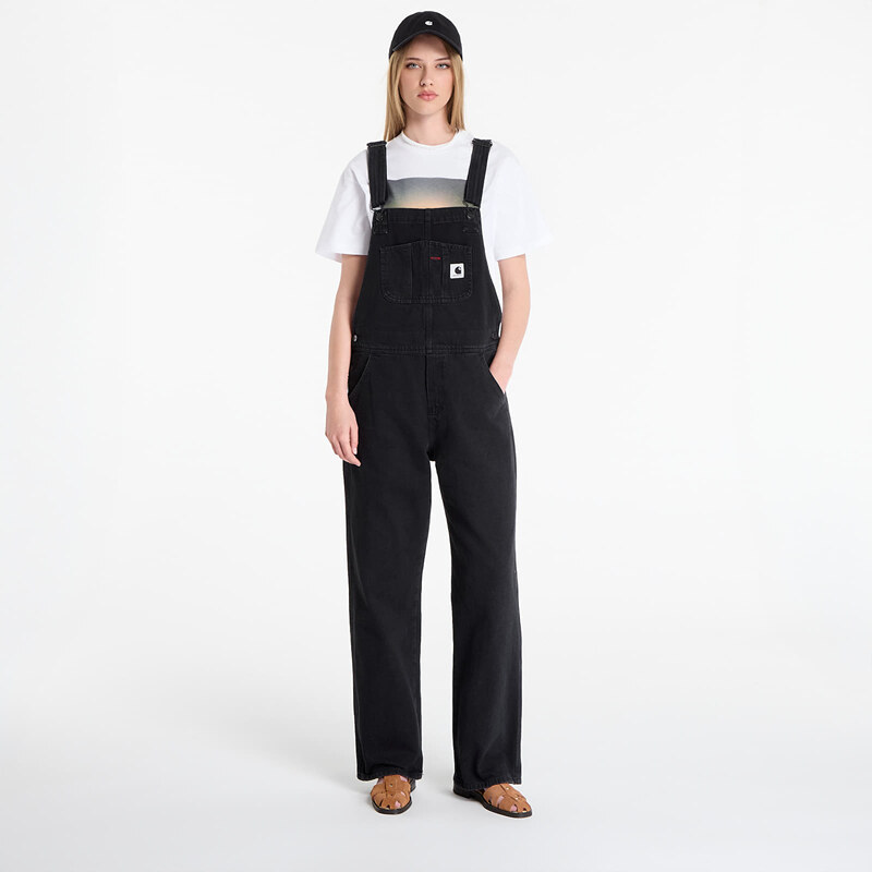 Džínsy Carhartt WIP W Bib Overall Straight Black Stone Washed L 68685019