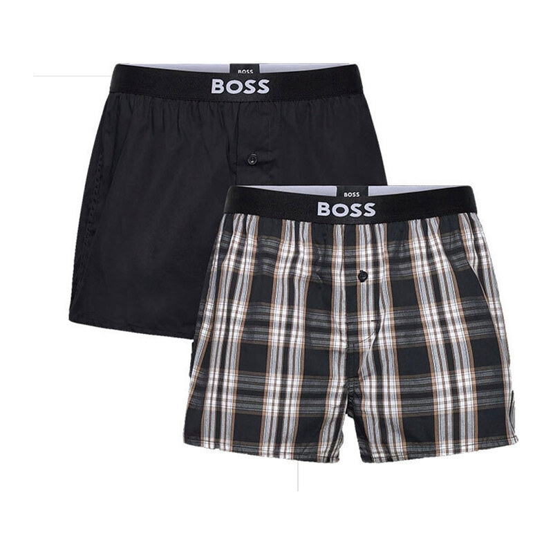 E-shop BOSS - trenky 2PACK natural pure cotton beige cubes & black