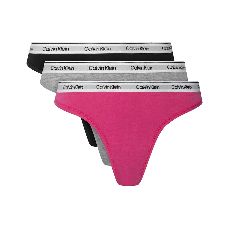 CALVIN KLEIN - tangá 3PACK Icon logo orchid & black tones 68684967