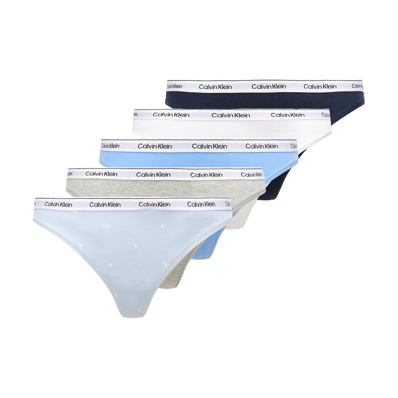 CALVIN KLEIN - tangá 5PACK Icon logo cotton stretch blue & white tones 68684969