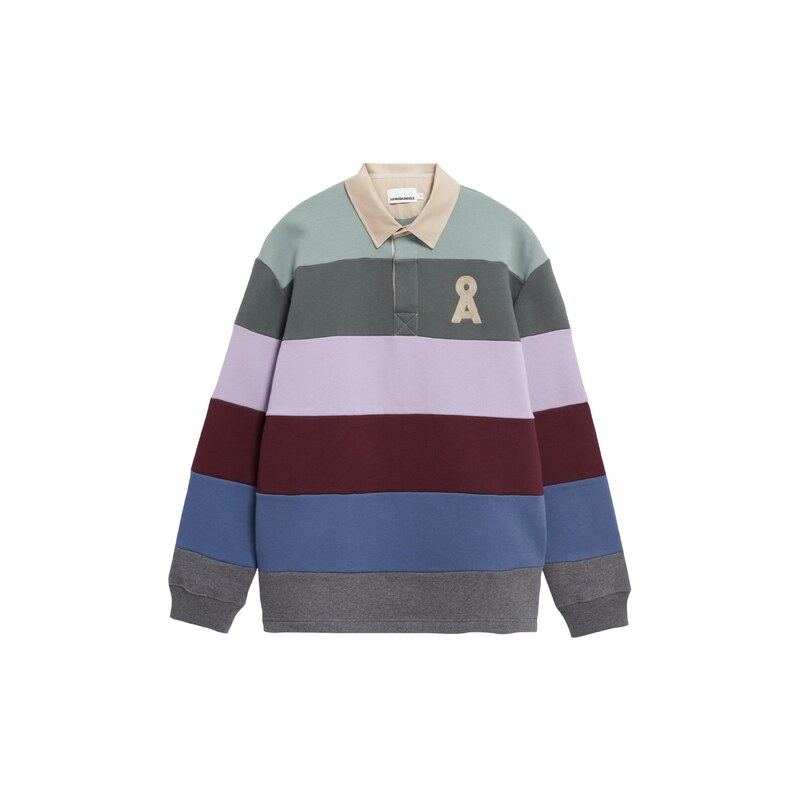 ARMEDANGELS Mikina AADRU LS RUGBY modrá / sivá / pastelovo zelená / 68687170