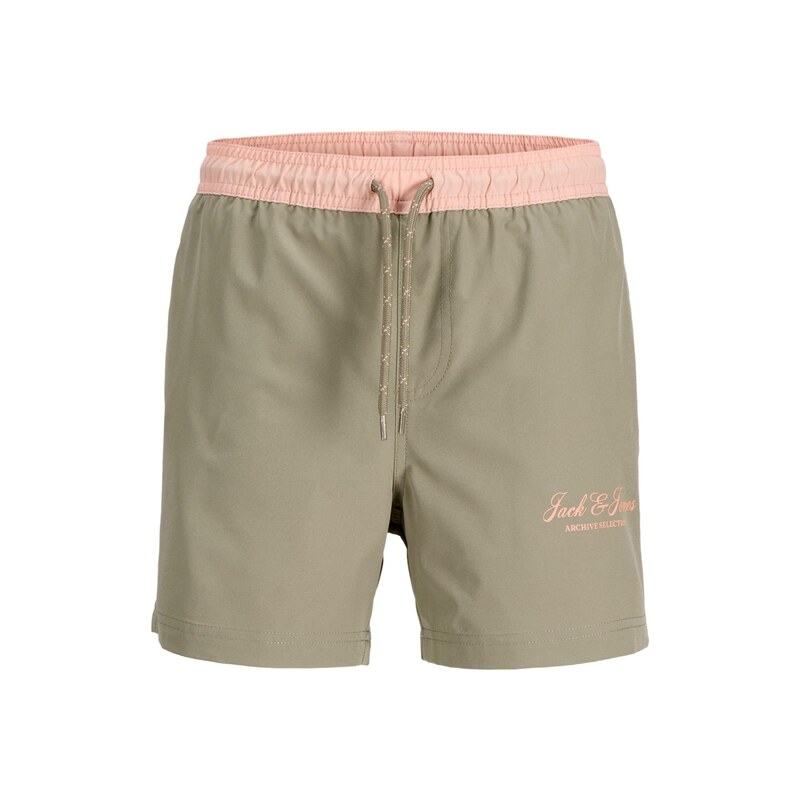 Jack & Jones Junior Plavecké šortky JPSTMaui Archive sivá / pastelovo 68688110