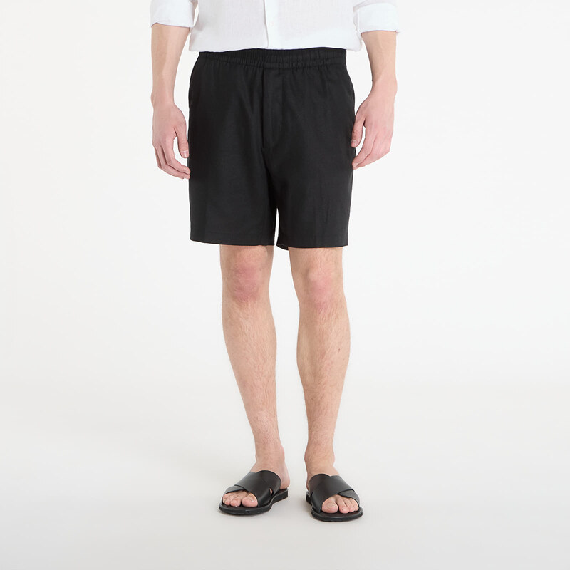 Šortky Calvin Klein Straight Linen 7 Pull On Short Black L 68690822