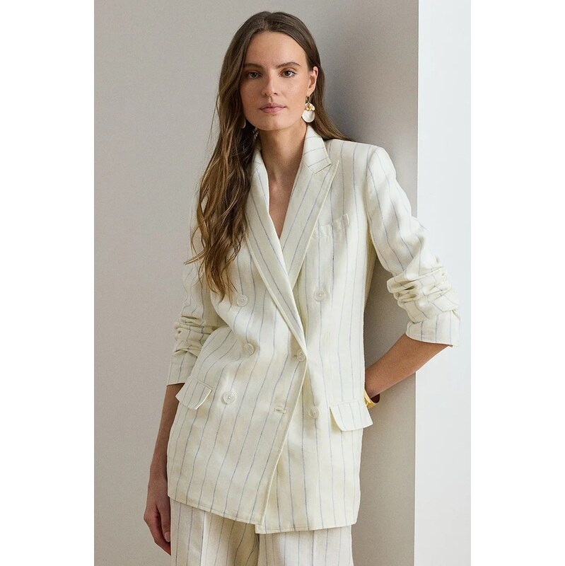 E-shop Lauren Ralph Lauren dvojradové sako dámske ľanové