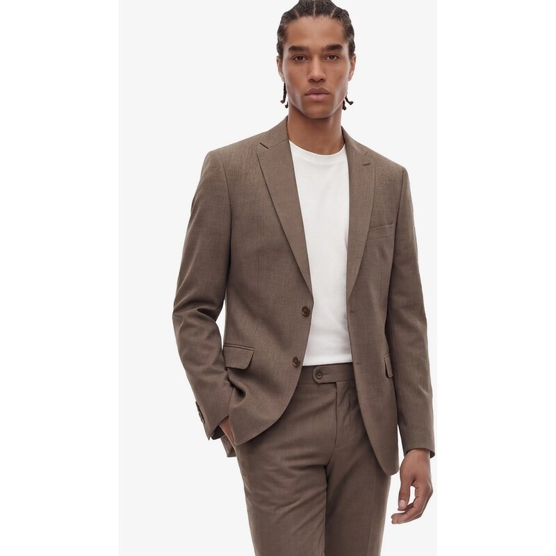 Pánske hnedé strečové sako CLUB OF GENTS slim fit 68712145