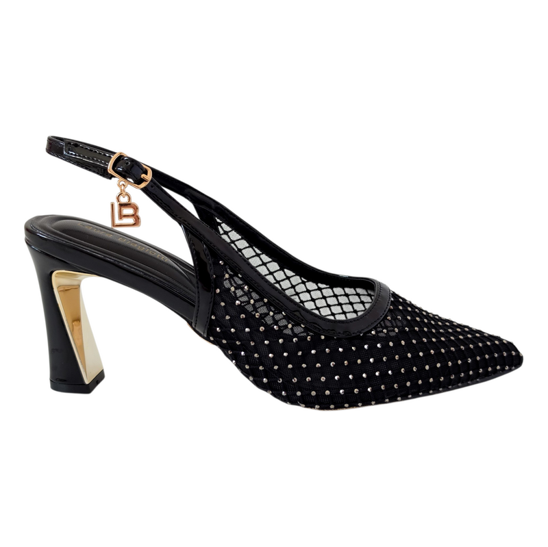 Čierne slingback lodičky Laura Biagiotti Strass Black 68712302