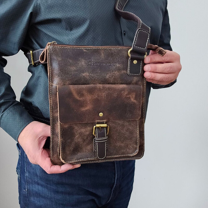 E-shop Kožená pánska crossbody taška WILD TIGER NUBUK