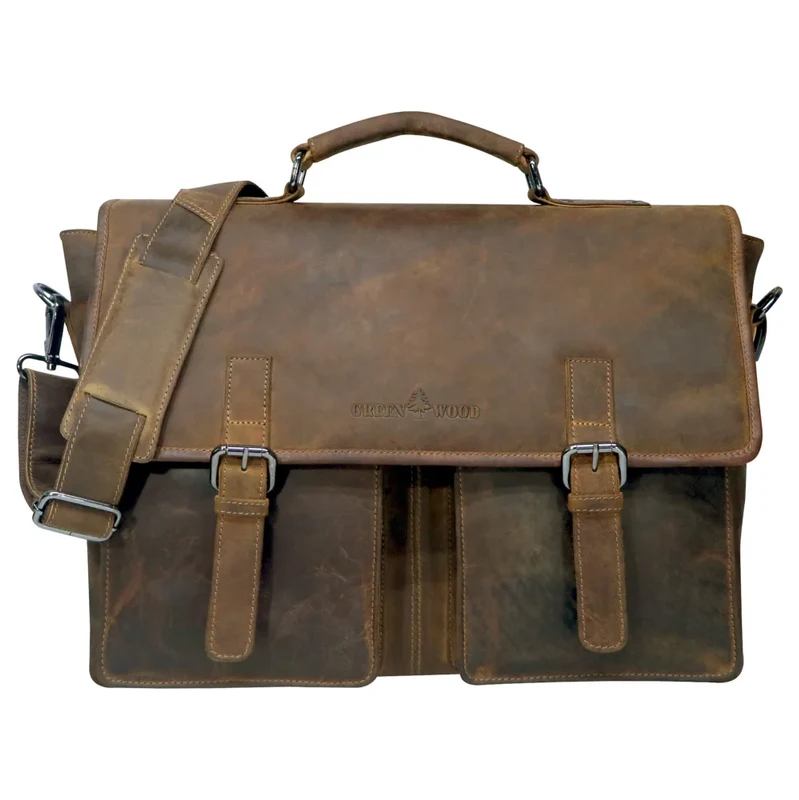 Greenwood Pánska kožená taška cez rameno Apollo camel 68713461