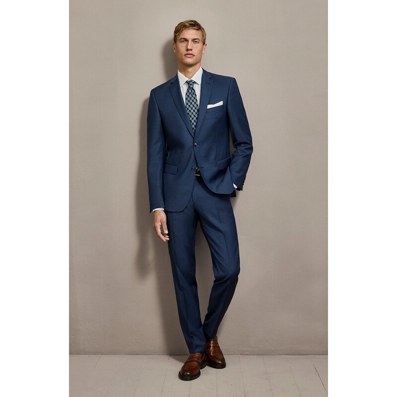 E-shop Pánske modré vlnené oblekové sako CARL GROSS modern fit