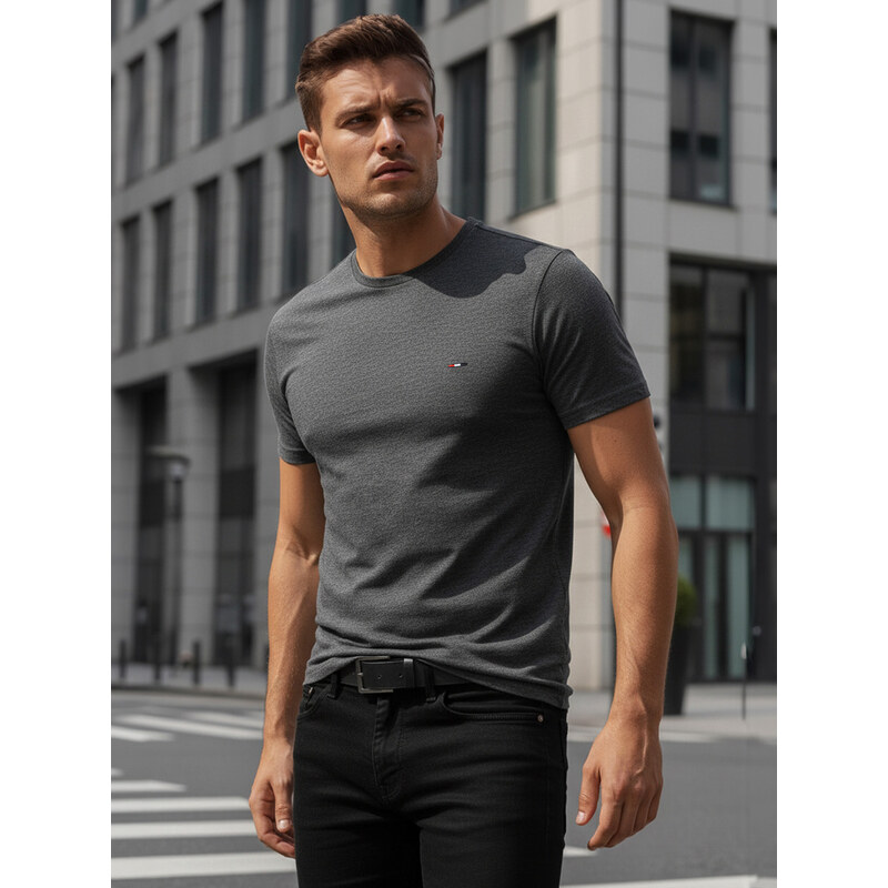 T-shirt męski z haftem ciemnoszary Dstreet RX5634 69066007