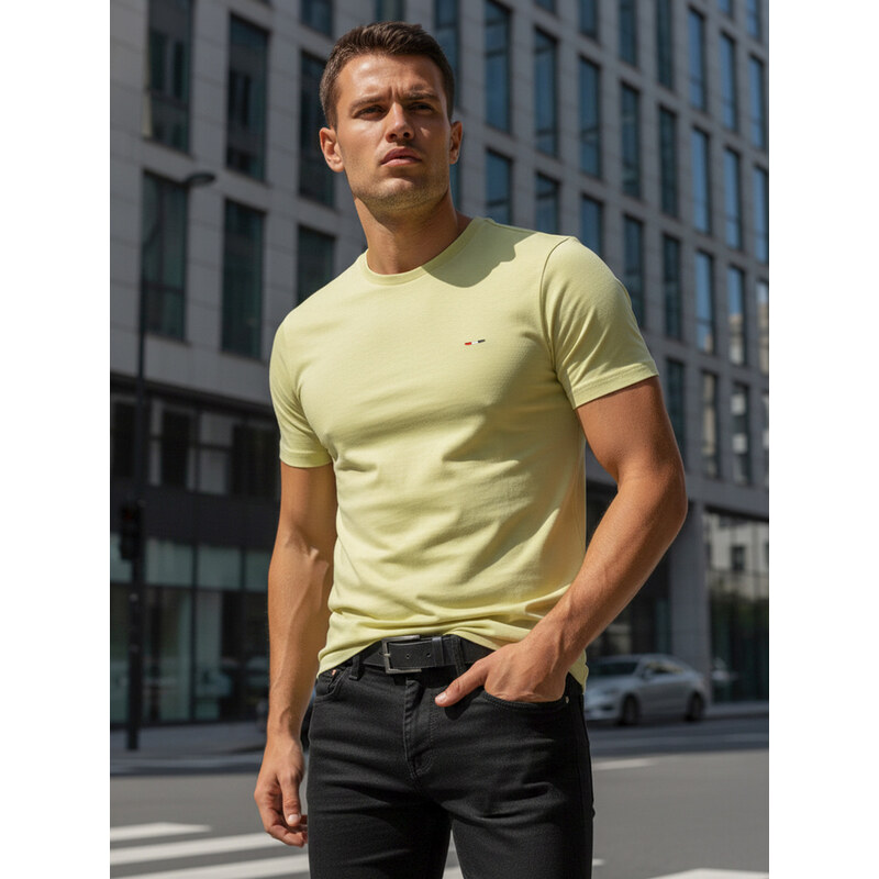 T-shirt męski z haftem żółty Dstreet RX5636 69066008