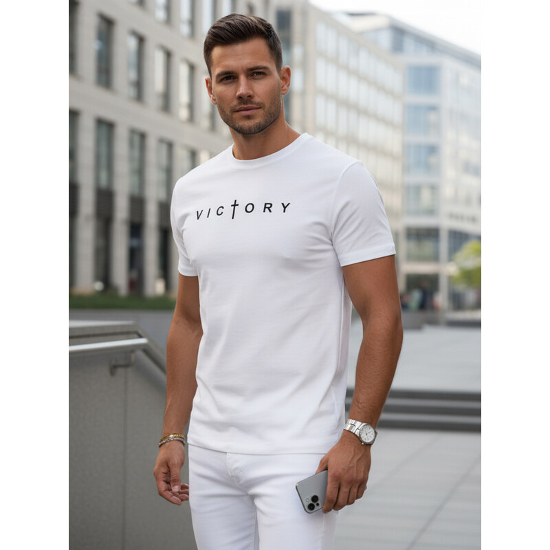 T-shirt męska z nadrukiem biała Dstreet RX5641 69066030