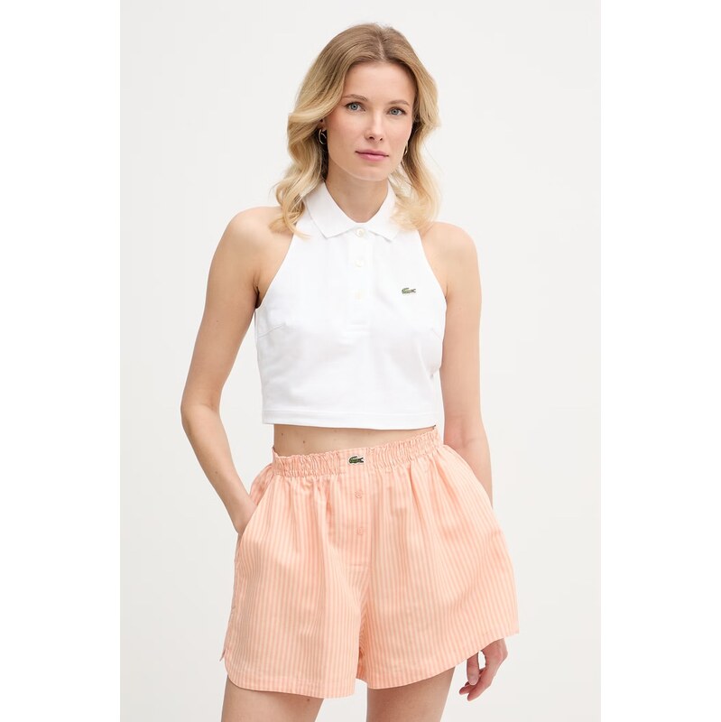 E-shop Lacoste crop top dámsky bavlnený s elastanom