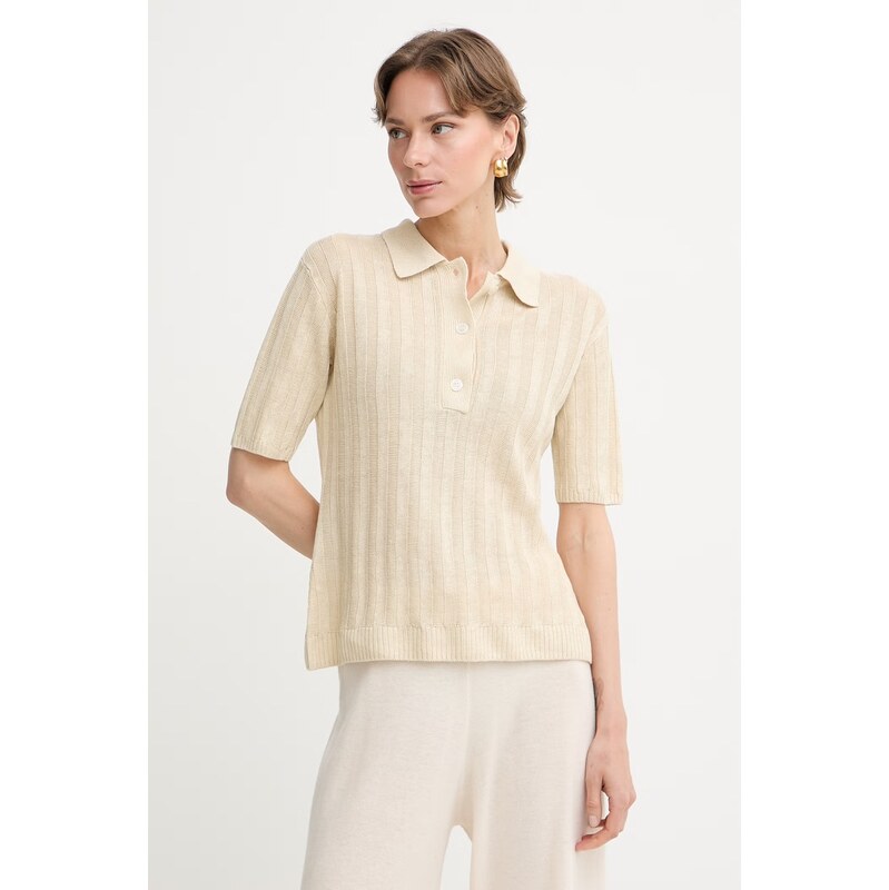 E-shop MM by Max Mara úpletové polo tričko dámske ľanové RIVETTO