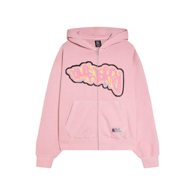 Bershka Tepláková bunda TOM&JERRY azúrová / žltá / ružová / čierna 68748436