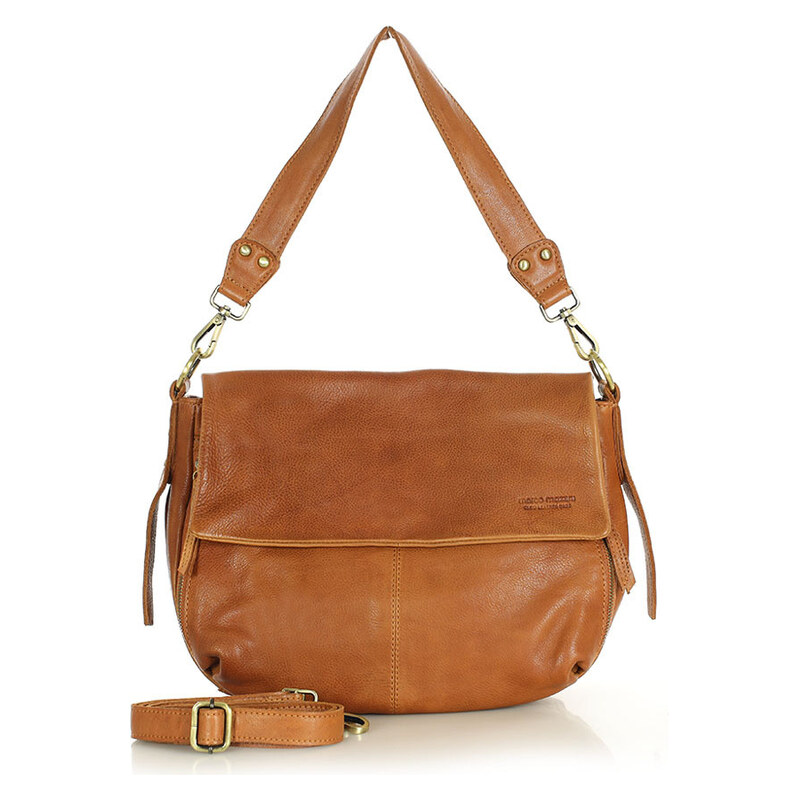 MARCO MAZZINI Dámska kabelka typu hobo bag z prírodnej kože | camel 68751474