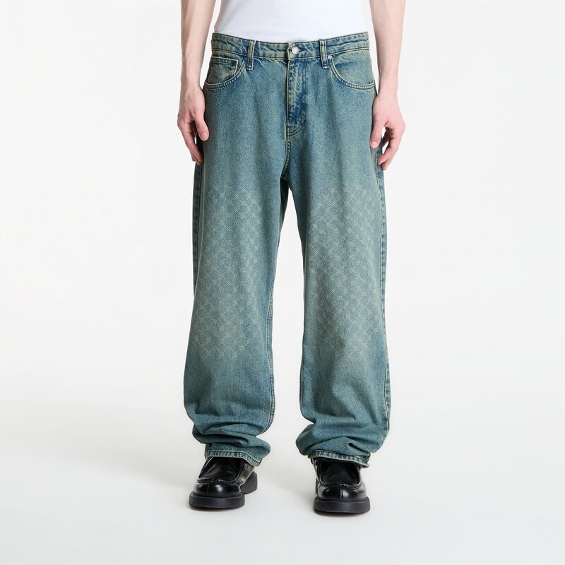 Džínsy Daily Paper Faded Monogram Amba Jeans V2 Bleached Denim Blue XL 68758999