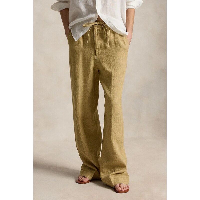 E-shop Polo Ralph Lauren nohavice wide leg dámske ľanové
