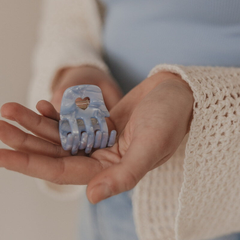 Eulenschnitt Štipec do vlasov Heart / Sky Blue 3,5 cm 68770397
