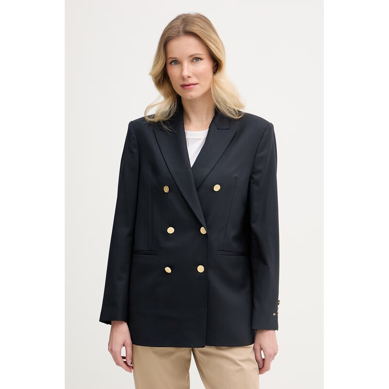 E-shop Tommy Hilfiger dvojradové sako dámske s prímesou vlny