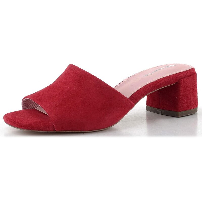 Tamaris kožené šľapky na podpätku red suede 1-27204-42 68773679