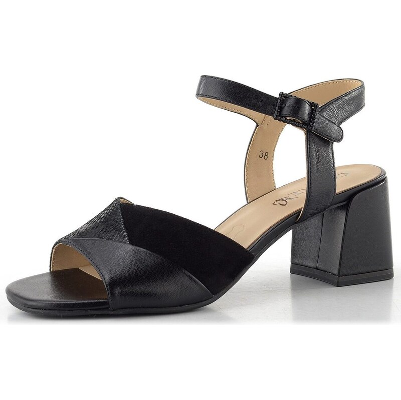 Caprice kožené sandále na podpätku black comb 9-28301-46 68773859