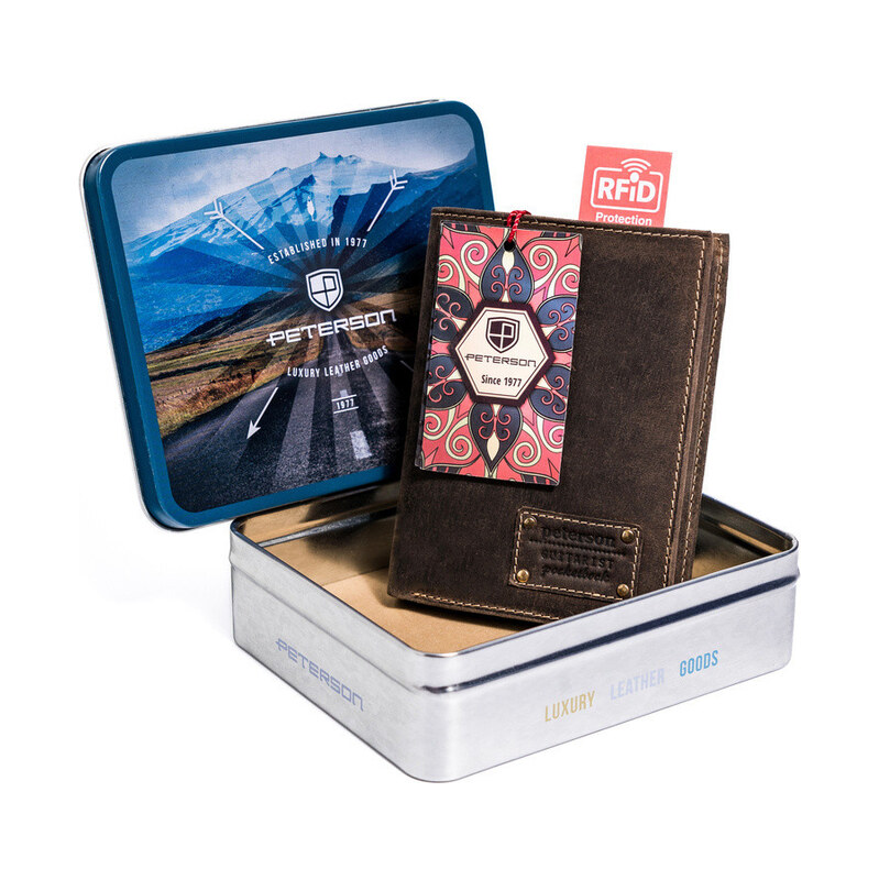 Peterson Pánska peňaženka z retro kože | hnedá PTN 303G-5569 HUNTER 68784496