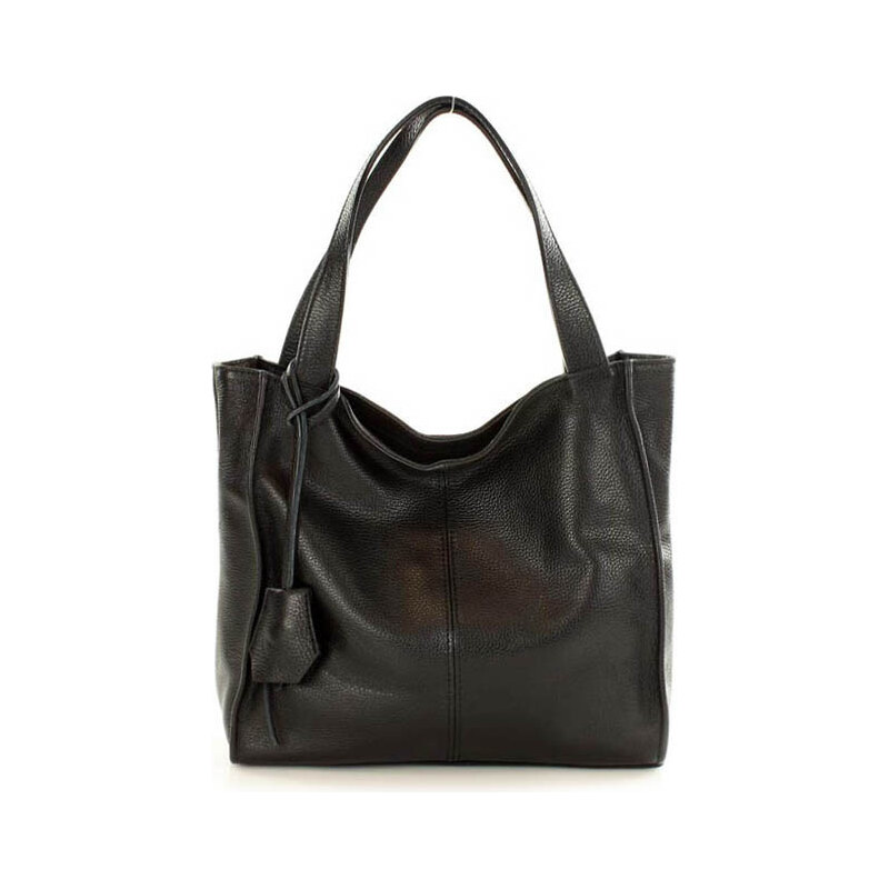 E-shop Genuine Leather MARCO MAZZINI Čierna kožená shopper kabelka