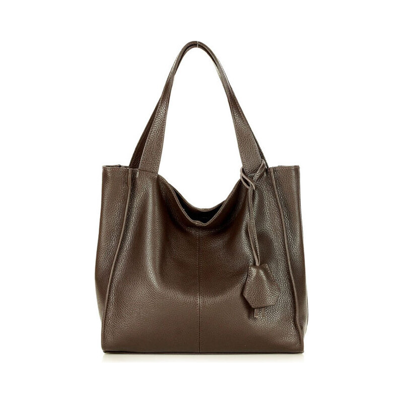 E-shop Genuine Leather MARCO MAZZINI Tmavohnedá kožená shopper kabelka