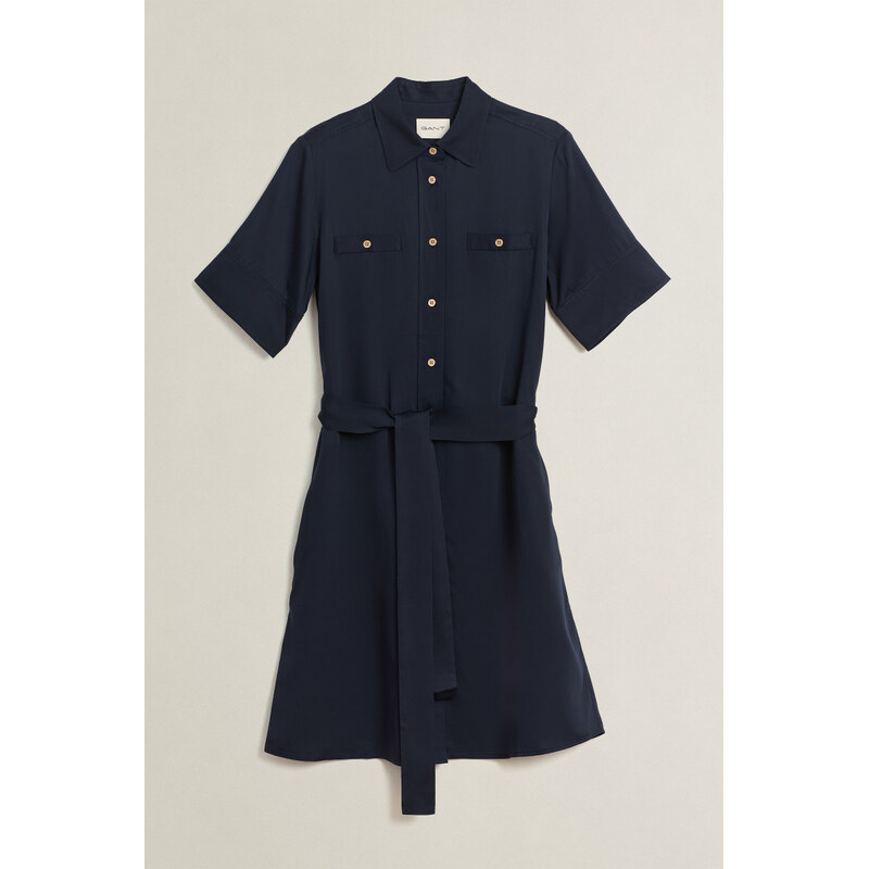 Šaty gant fluid belted ss shirt dress evening blue 67611864