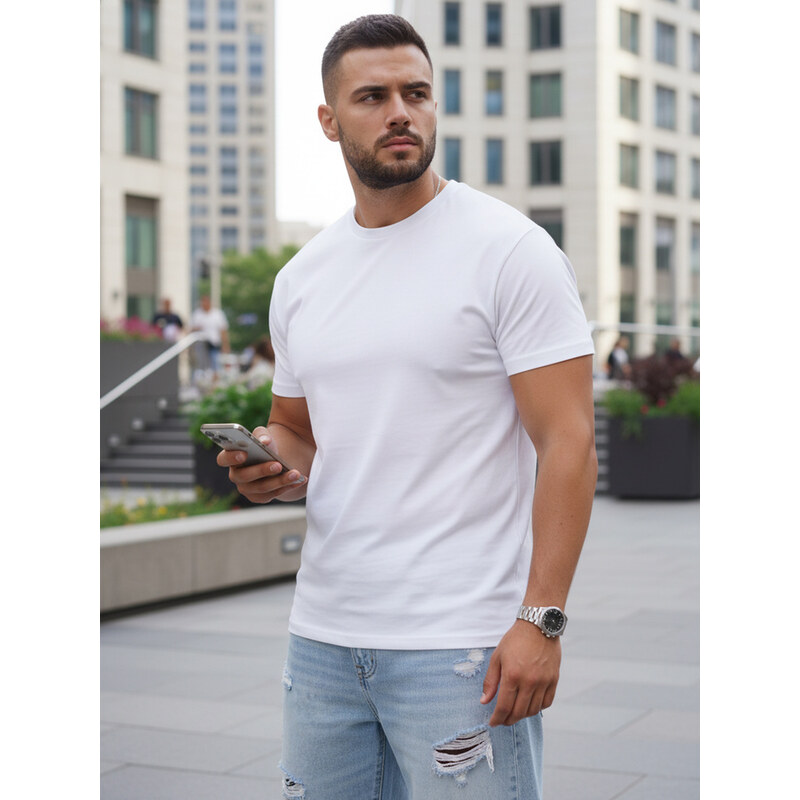 T-shirt męski klasyczny biały Dstreet RX5672 69066143