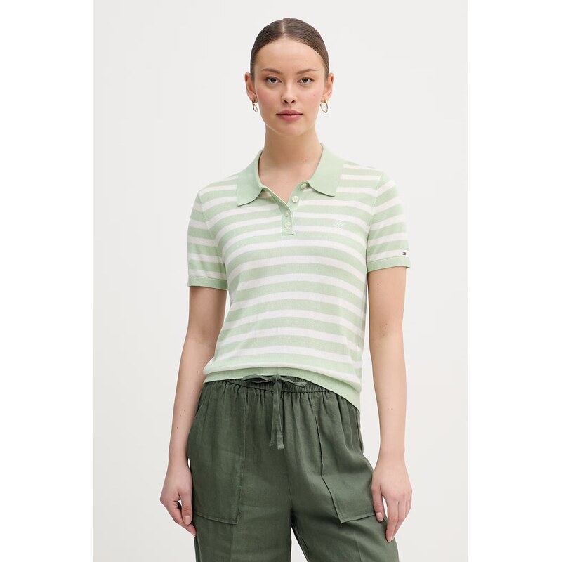 E-shop Tommy Hilfiger úpletové polo tričko dámske s prímesou hodvábu