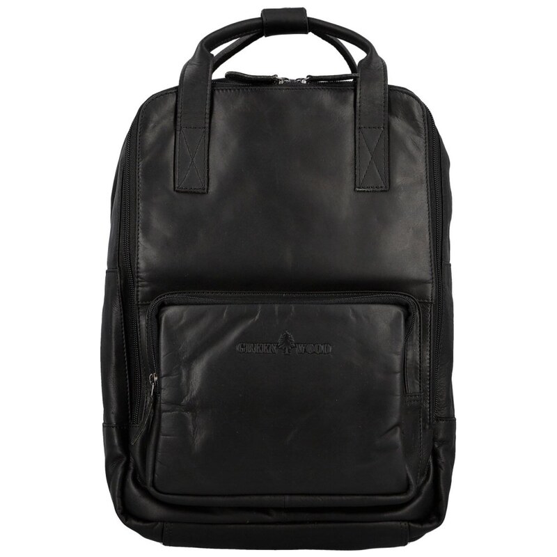 Greenwood Kožený batoh UNISEX Jarin čierny 68790998