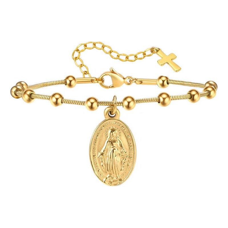 Titan Jewerly Oceľový náramok s obojstranným príveskom Panny Márie 68791229