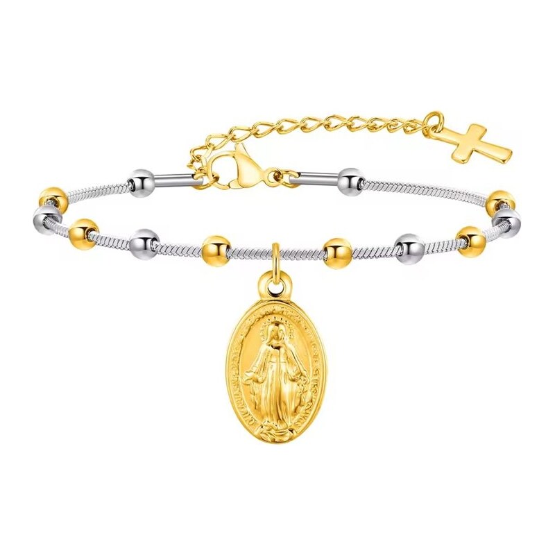 Titan Jewerly Oceľový náramok s obojstranným príveskom Panny Márie 68791230