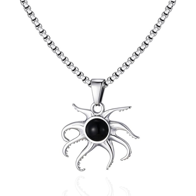 Impress Jewelry Oceľový prívesok Chobotnice - Octopus s čiernym onyxom 68791244
