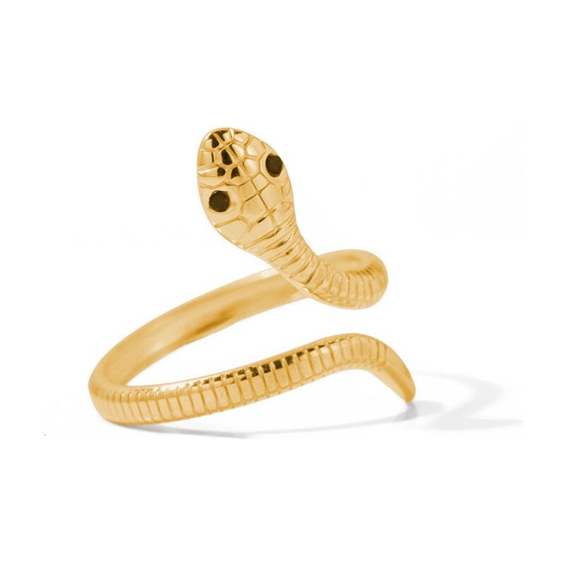 Titan Jewerly Dámsky nastaviteľný prsteň z ocele Had Zlatý 68791330