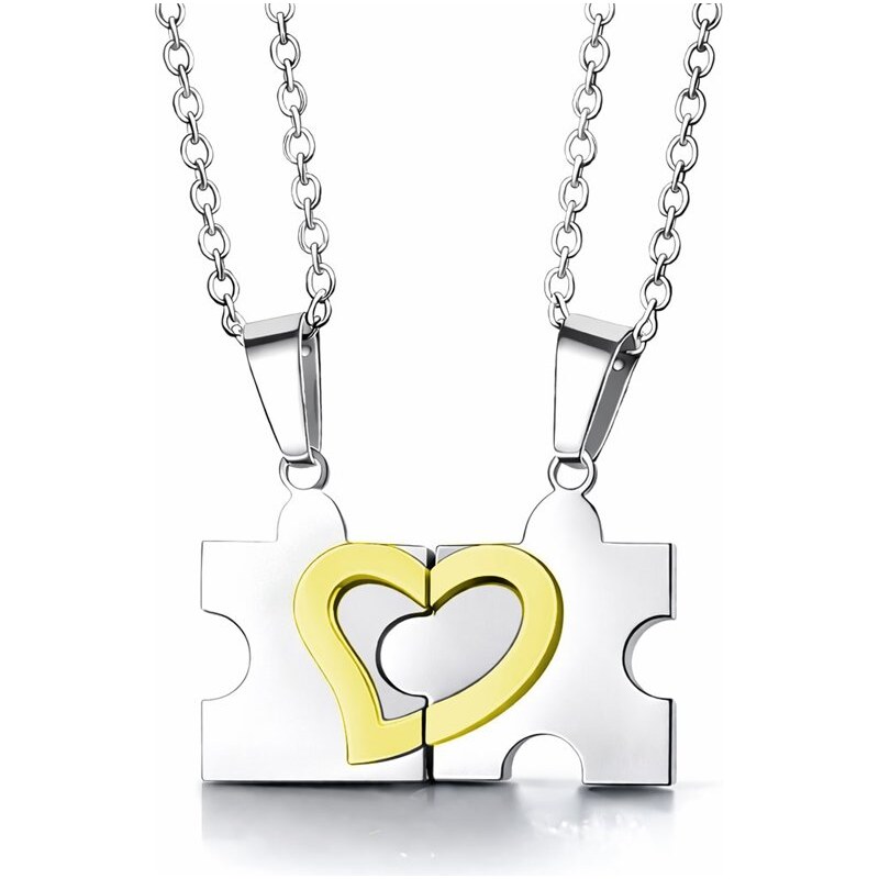 Impress Jewelry Oceľové prívesky pre dvoch Puzzle zlato-strieborné 68791334