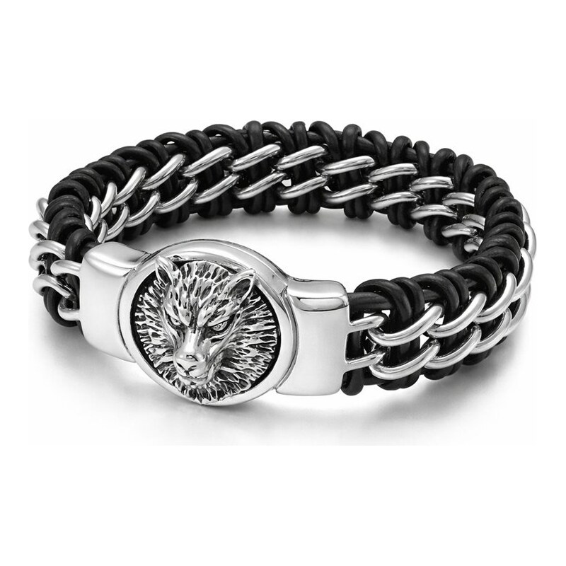 E-shop Impress Jewelry Vlčie puto temnoty – oceľový náramok s koženým