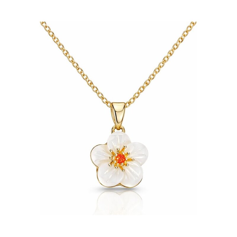 Impress Jewelry Oceľový náhrdelník s príveskom Zlatý Kvet Lásky 68791378
