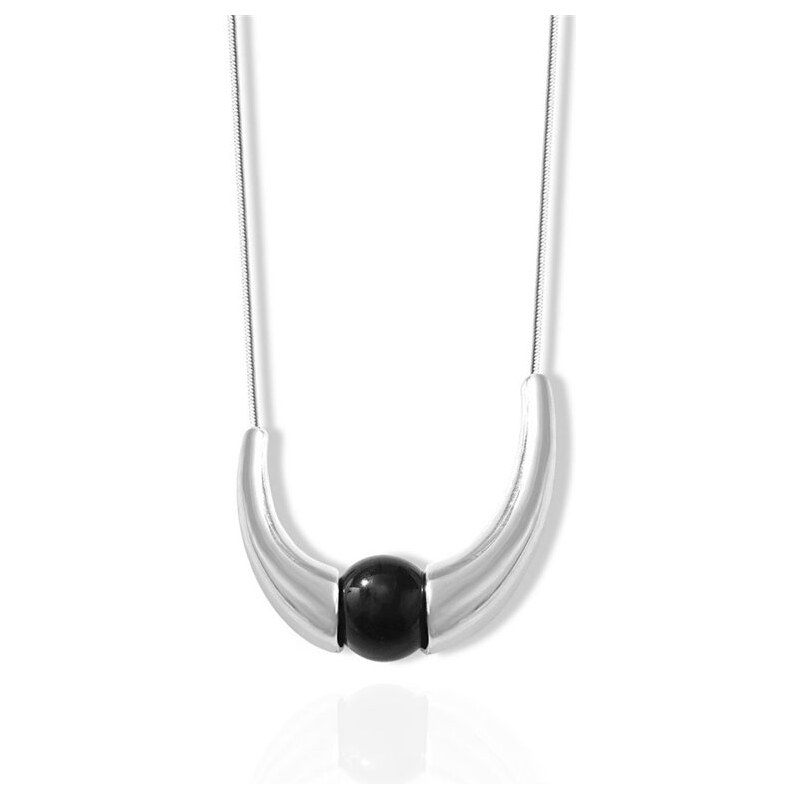 Impress Jewelry Dámsky geometrický náhrdelník s Onyxom - strieborný 68791374