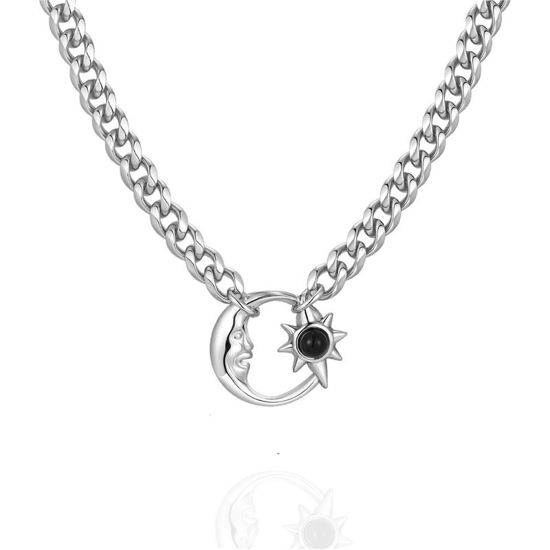 Impress Jewelry Náhrdelník z chirurgickej ocele Mesiac a Slnko 68791398