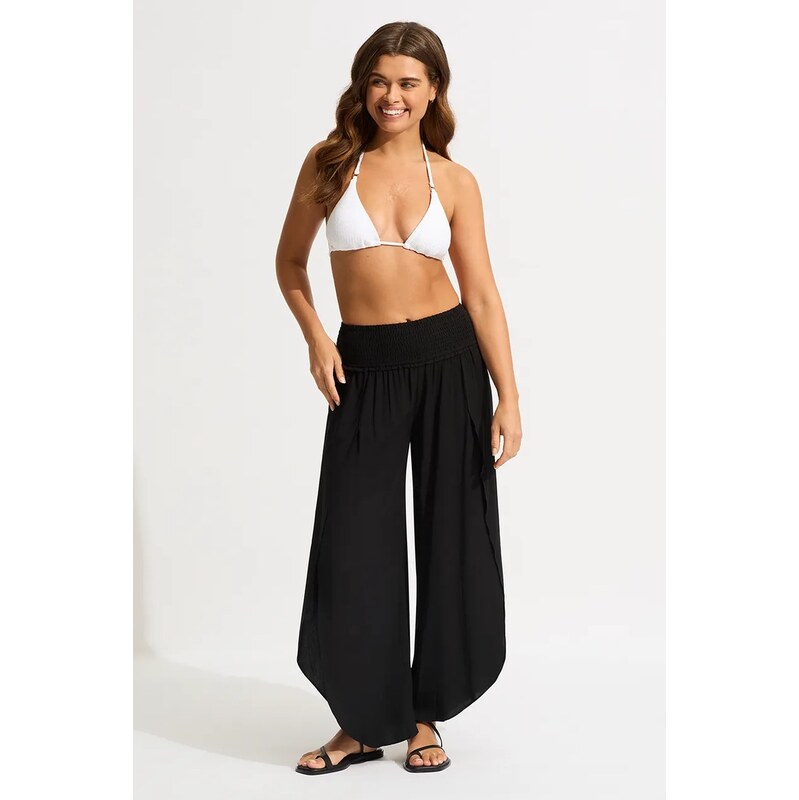 E-shop Seafolly nohavice baggy dámske z viskózy Shirred Waist Wrap