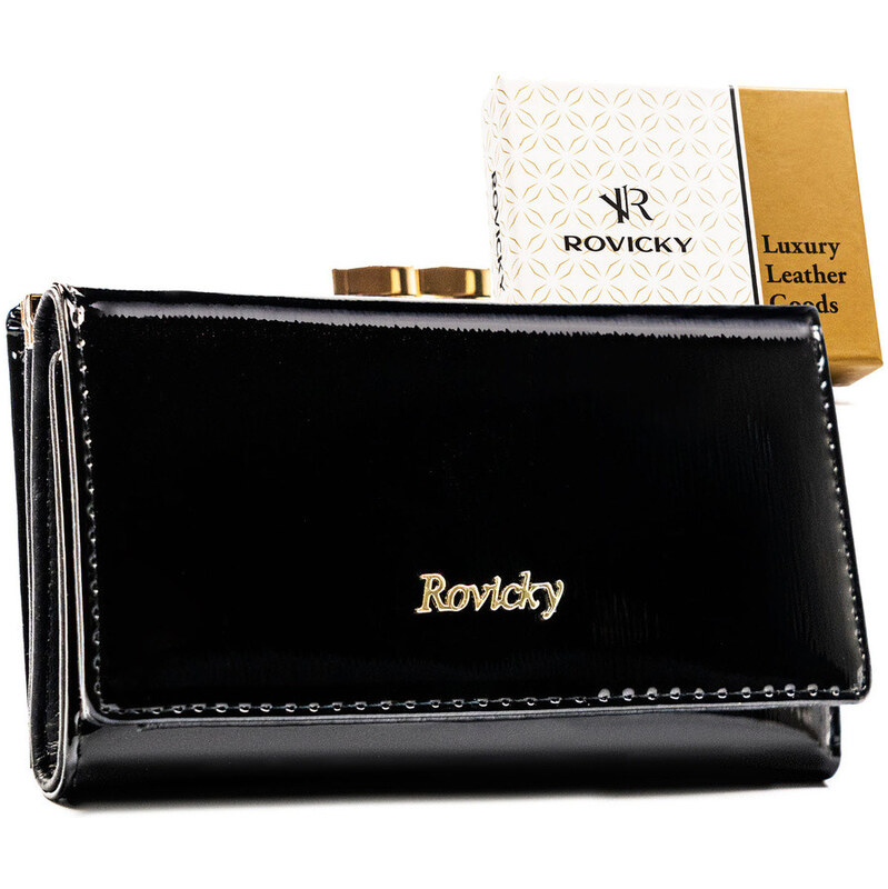 Rovicky Dámska kožená peňaženka s karabínou a patentkou | čierna RH-23 68792778