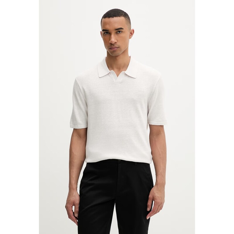 Calvin Klein úpletové polo tričko pánske s prímesou ľanu 68805069
