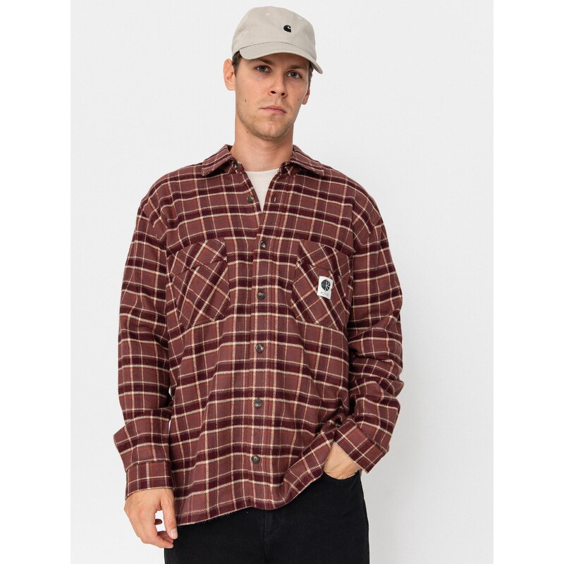 E-shop Polar Skate Mike Flannel (oxblood check)vínovo červená