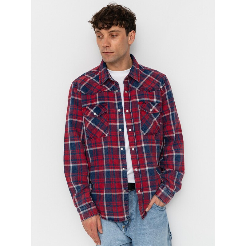 Brixton Waylon Lw Overshirt (denim plaid)vínovo červená 68808582