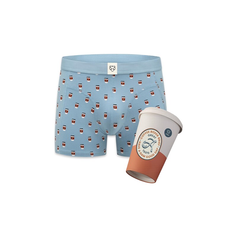 A-dam Boxerky Take Away Coffee svetlomodrá / hnedá / biela 68823681